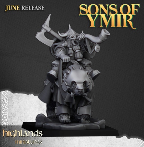 MOUNTED HEAVY DWARF BEAR RIDER - MUSICIAN
