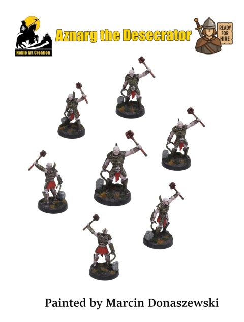 PROFESJONALNIE, RĘCZNIE MALOWANA FIGURKA AZNARG THE DESECRATOR ON FOOT ( 28 MM / SKALA 1:56)