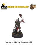 PROFESJONALNIE, RĘCZNIE MALOWANA FIGURKA AZNARG THE DESECRATOR ON FOOT ( 28 MM / SKALA 1:56)