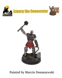 PROFESJONALNIE, RĘCZNIE MALOWANA FIGURKA AZNARG THE DESECRATOR ON FOOT ( 28 MM / SKALA 1:56)