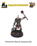 PROFESJONALNIE, RĘCZNIE MALOWANA FIGURKA AZNARG THE DESECRATOR ON FOOT ( 28 MM / SKALA 1:56)