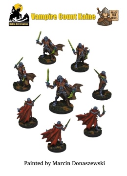 PROFESJONALNIE, RĘCZNIE MALOWANA FIGURKA VAMPIRE COUNT KAINE ( 32 MM / SKALA 1:48)