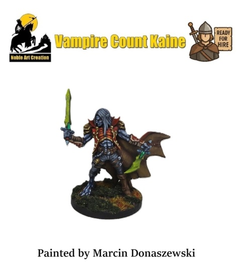 PROFESJONALNIE, RĘCZNIE MALOWANA FIGURKA VAMPIRE COUNT KAINE ( 32 MM / SKALA 1:48) PROFESJONALNIE, RĘCZNIE MALOWANA FIGURKA VAMPIRE COUNT KAINE ( 32 MM / SKALA 1:48)